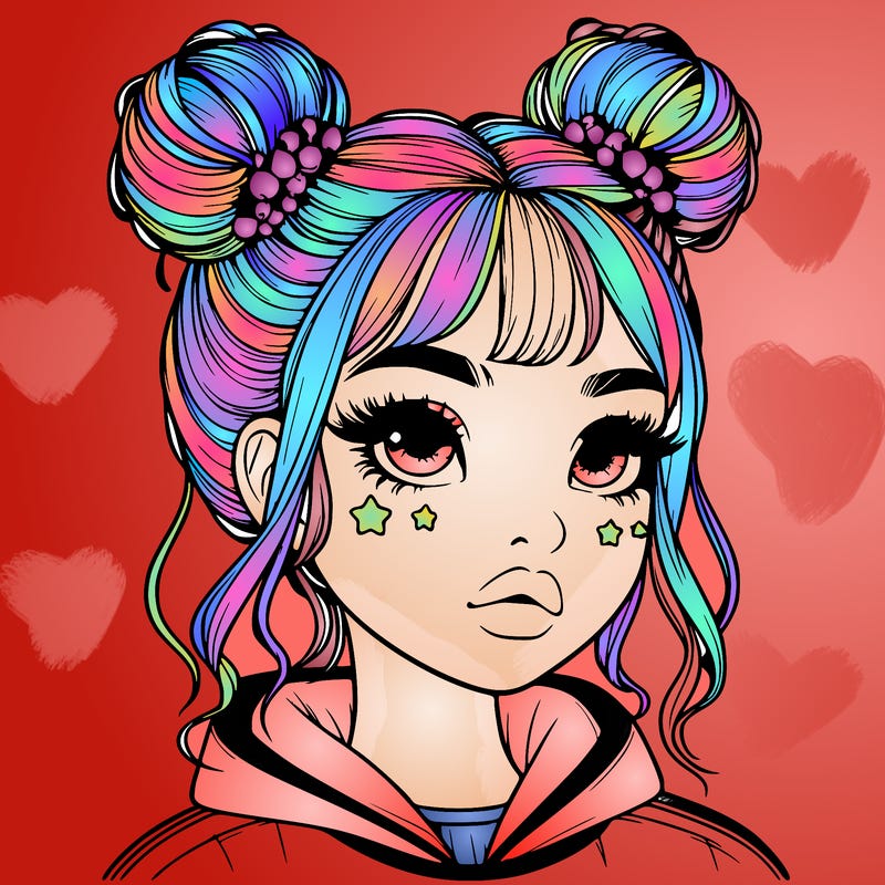 realistic girl with space buns