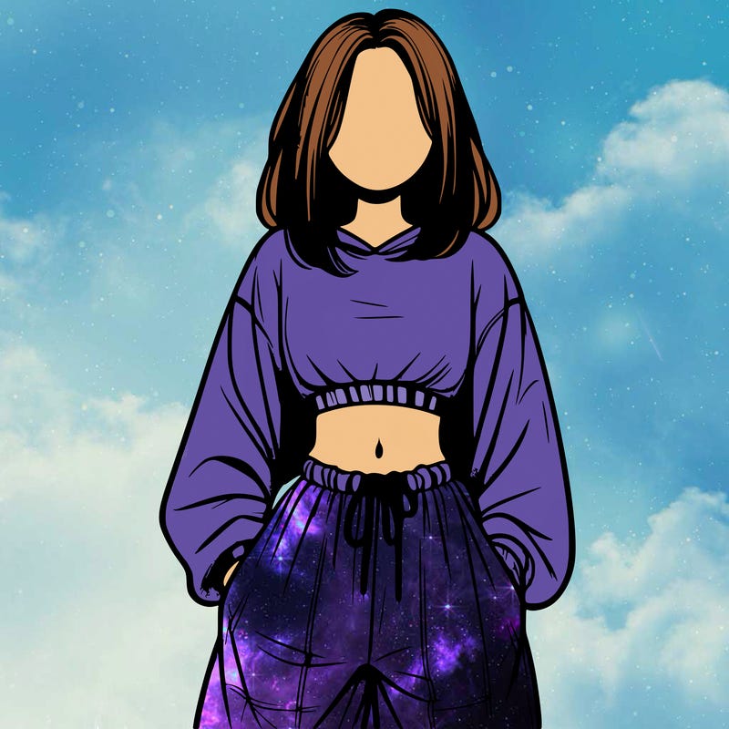 realistic girl faceless with baggy pants and a crop top