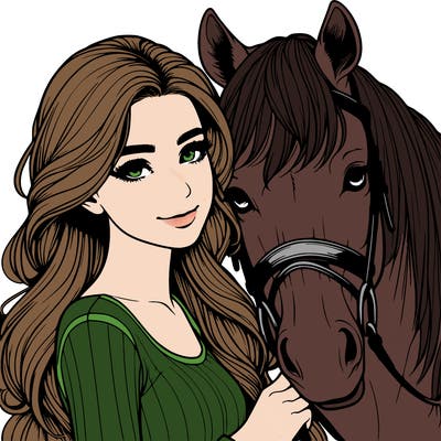 realistic girl with horse