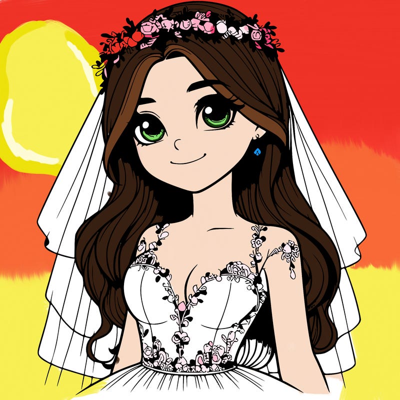 realistic girl in a wedding dress