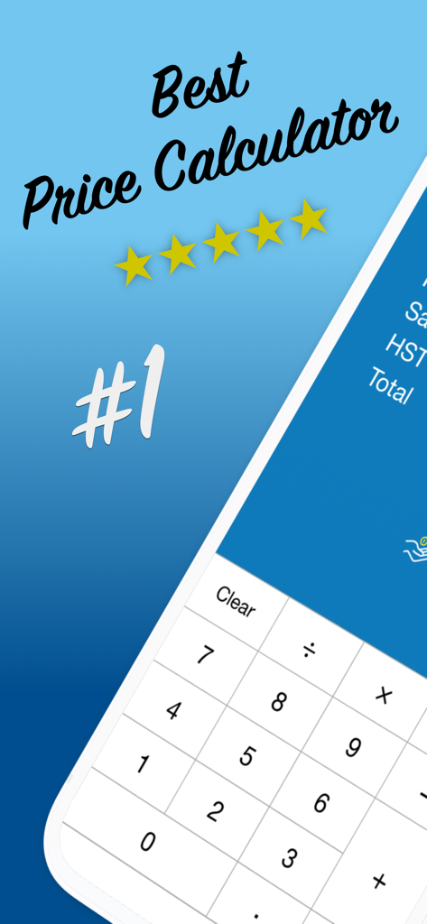 Best price calculator app interface for Canadian sales tax with a five star rating