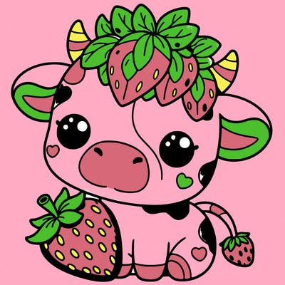 cute strawberry cow