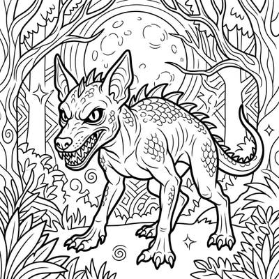 Delve into the realm of cryptids with this captivating Chupacabra coloring page. Bring this infamous blood-drinking creature to life with your unique artistic touch.