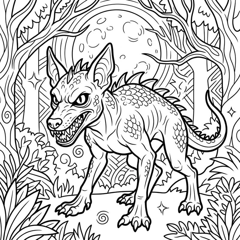 Delve into the realm of cryptids with this captivating Chupacabra coloring page. Bring this infamous blood-drinking creature to life with your unique artistic touch.