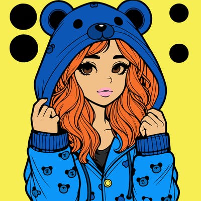 realistic girl in a animal pjs hoodie