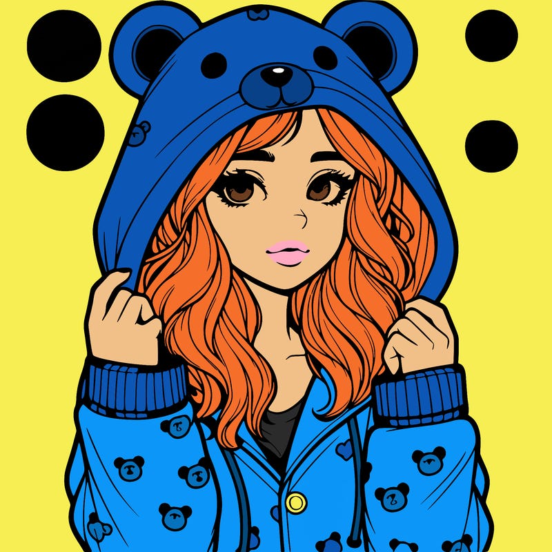 realistic girl in a animal pjs hoodie