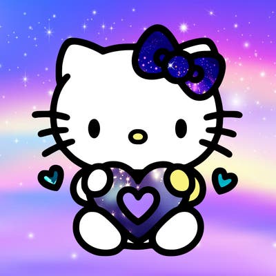 cute hello kitty with heart