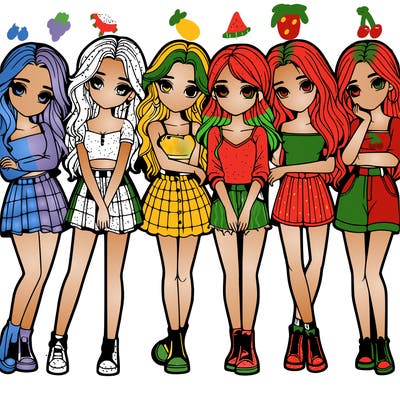 a group of girls realistic