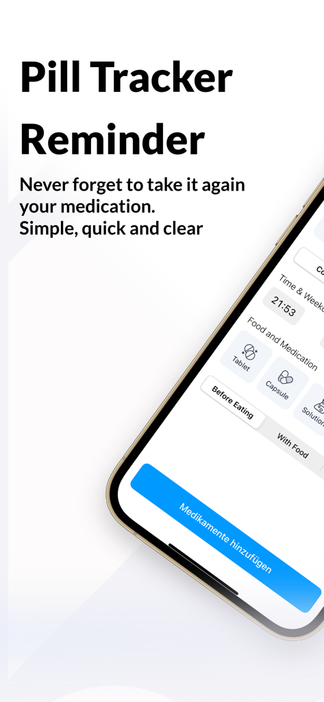 PillTracker: Pill Reminder - PillTracker app interface on a smartphone showing medication scheduling and reminder setup options