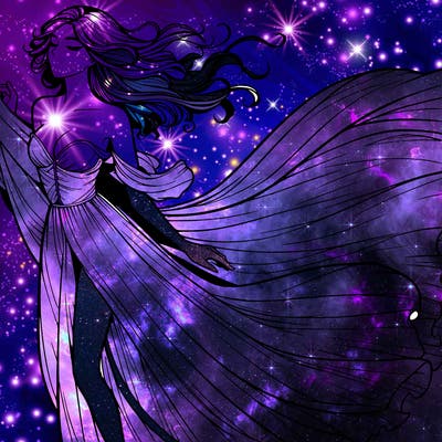 realistic woman in dress flowing the the wind