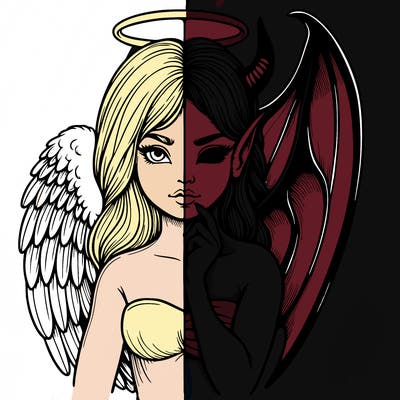 realistic angel half demon