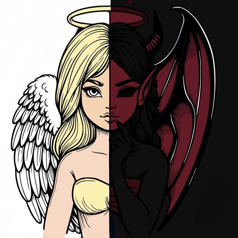 realistic angel half demon