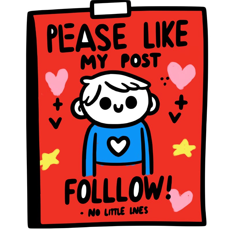 paper that said please like my post and follow me