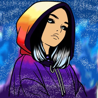 a realistic girl in a hoodie