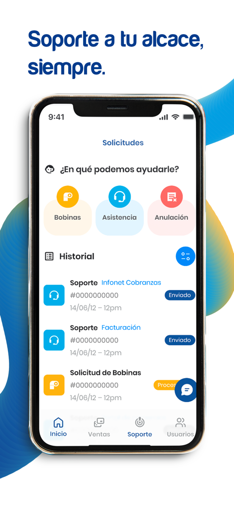 Bancard - Bancard merchant app showing the support request interface and ticket history on a smartphone