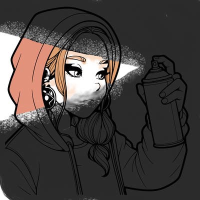 a realistic girl, spray painting
