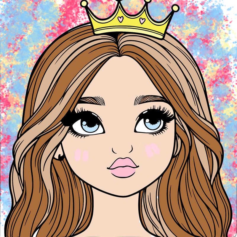 a realistic girl with a crown on