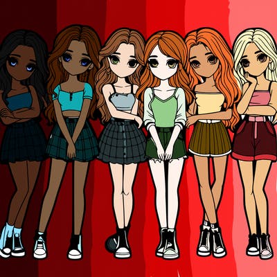 a group of girls realistic
