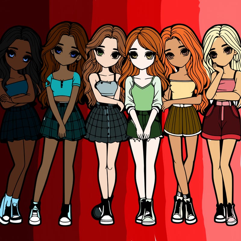 a group of girls realistic