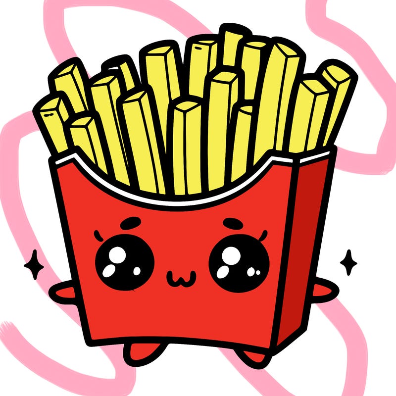 a cute. french fries