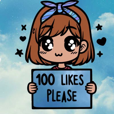 girl holding sign saying 100 likes please