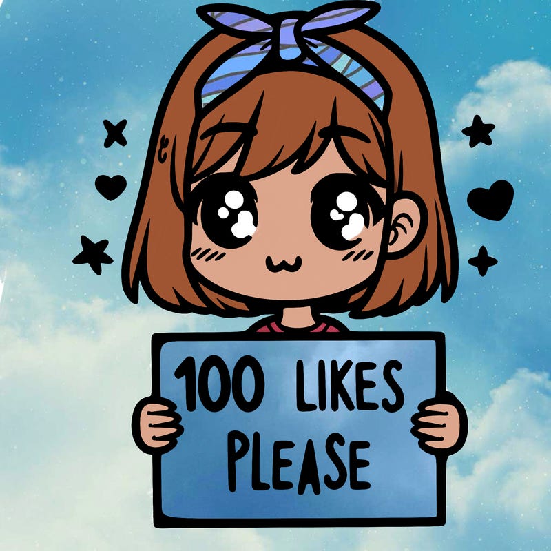 girl holding sign saying 100 likes please