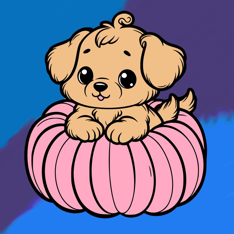 cute little puppy in a pumpkin