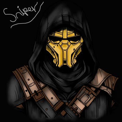 realistic warrior bounty hunter with mask and hood on
