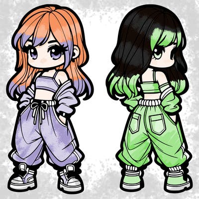 girl in crop top and baggy pants