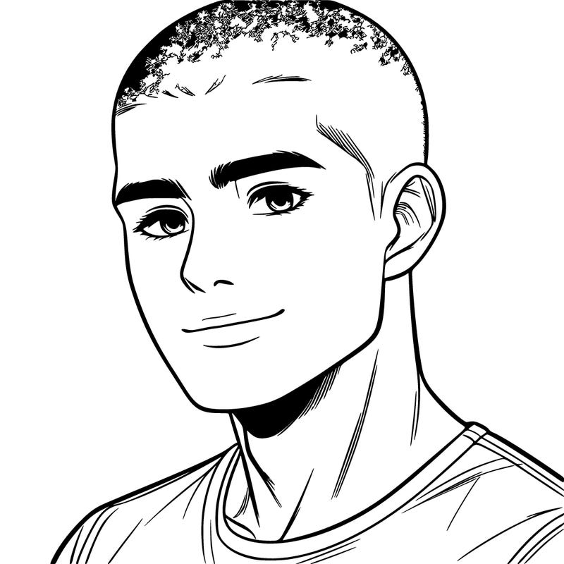 realistic man with buzz cut