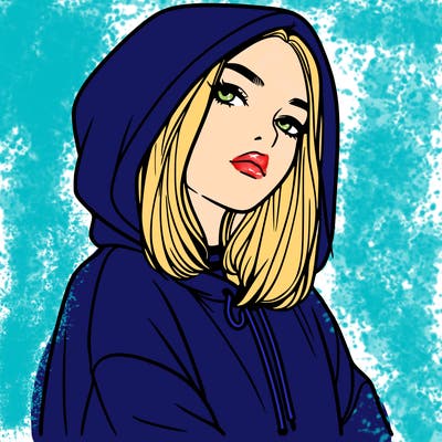 a realistic girl in a hoodie