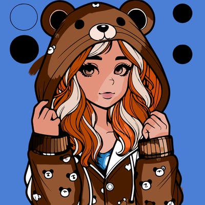 realistic girl in a animal pjs hoodie