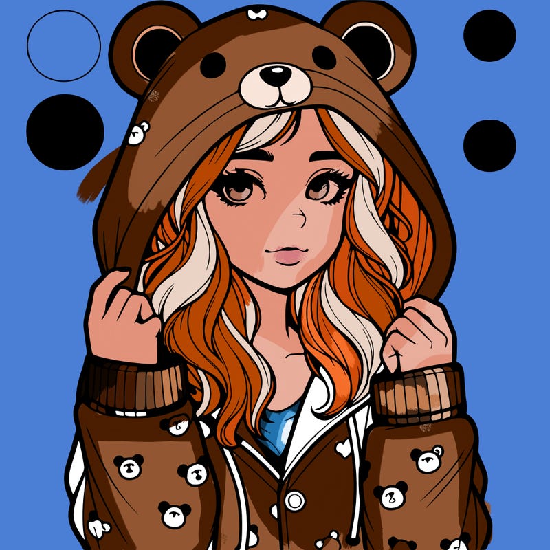 realistic girl in a animal pjs hoodie