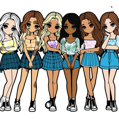 a group of girls realistic