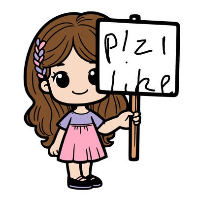 girl with white sign