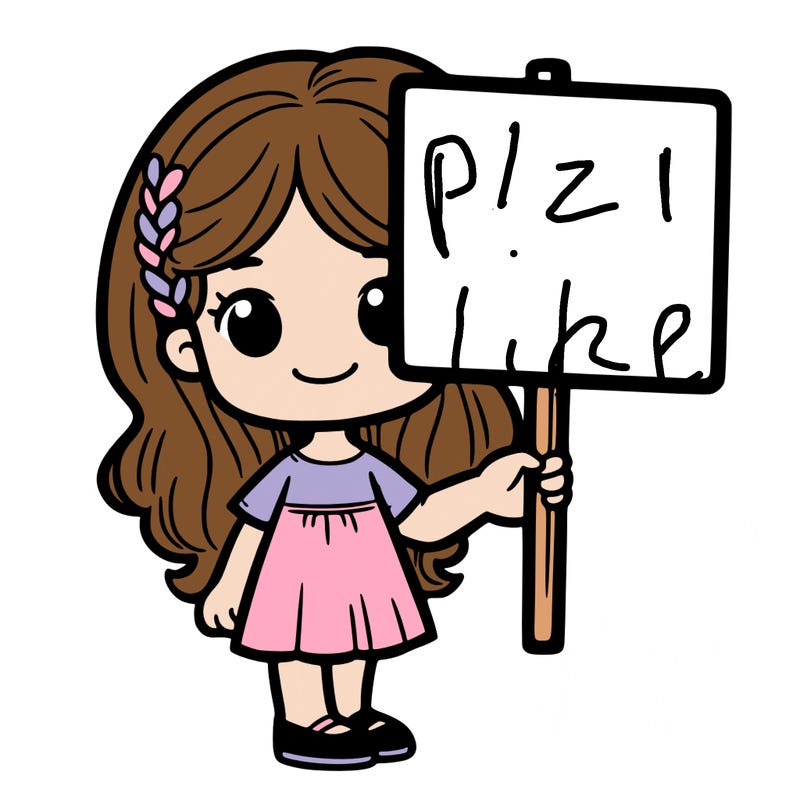 girl with white sign