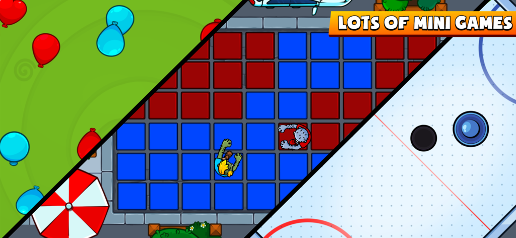 Zombie Party - 1 2 3 4 player - A compilation of different mini games in Zombie Party including air hockey and a grid based battle