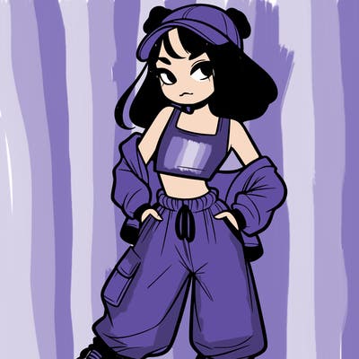 girl in crop top and baggy pants