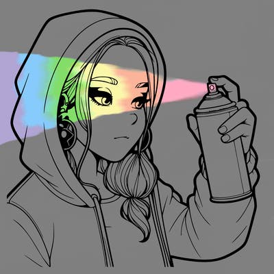 a realistic girl, spray painting
