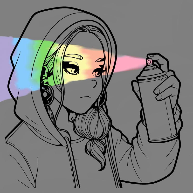 a realistic girl, spray painting