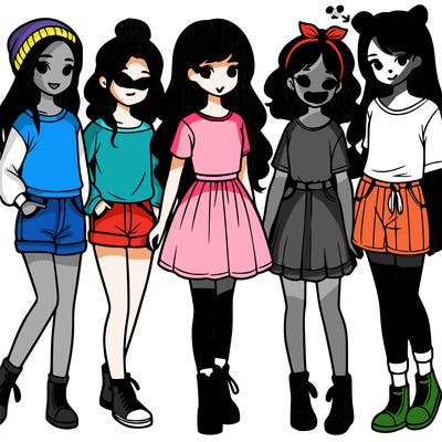 a group of five girls