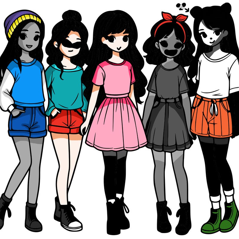 a group of five girls