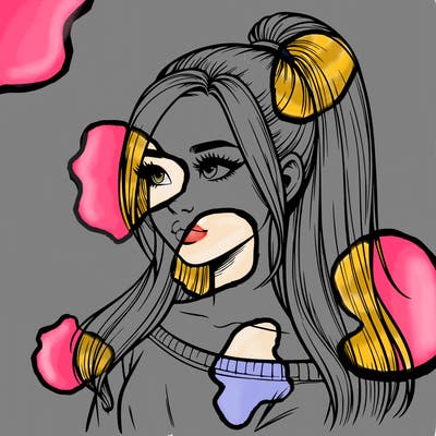 realistic girl with a high ponytail