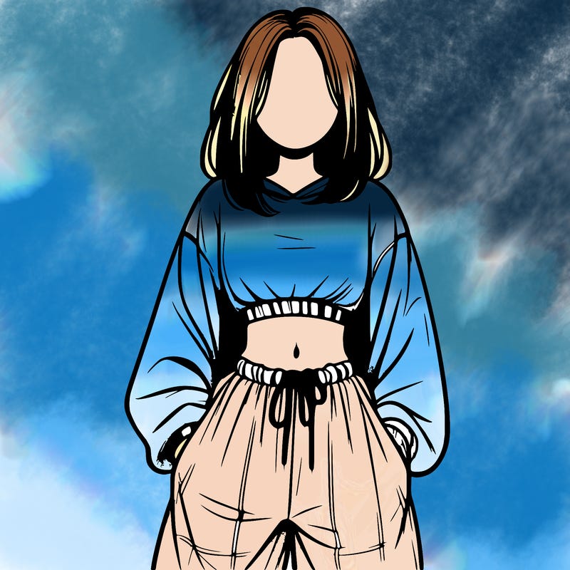 realistic girl faceless with baggy pants and a crop top