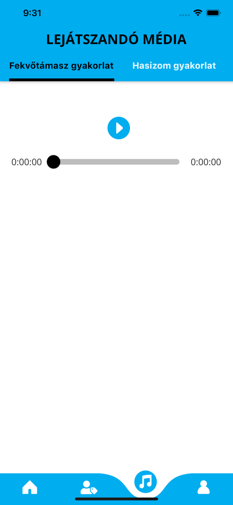 NETFIT - NETFIT mobile app screen showing a media player interface for playing physical education exercise audio tracks