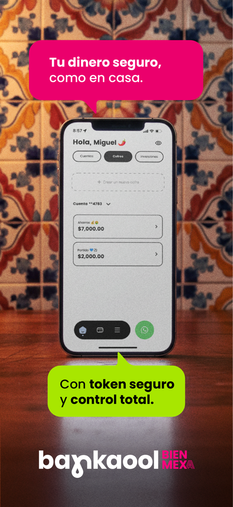 Bankaool Móvil - Bankaool Movil app interface showing the savings goals feature called Cofres