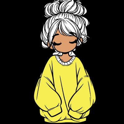 girl with baggy sweatshirt and messy bun