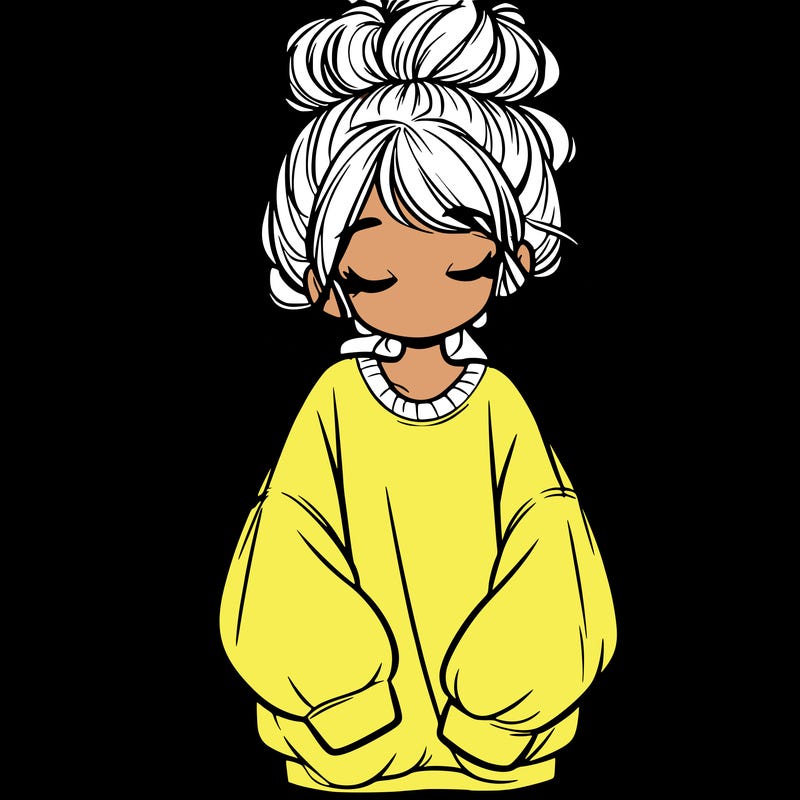 girl with baggy sweatshirt and messy bun