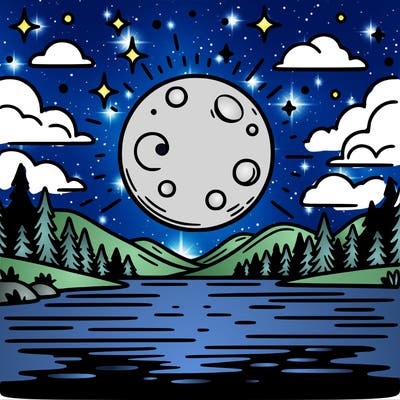 moonlight shining on a lake