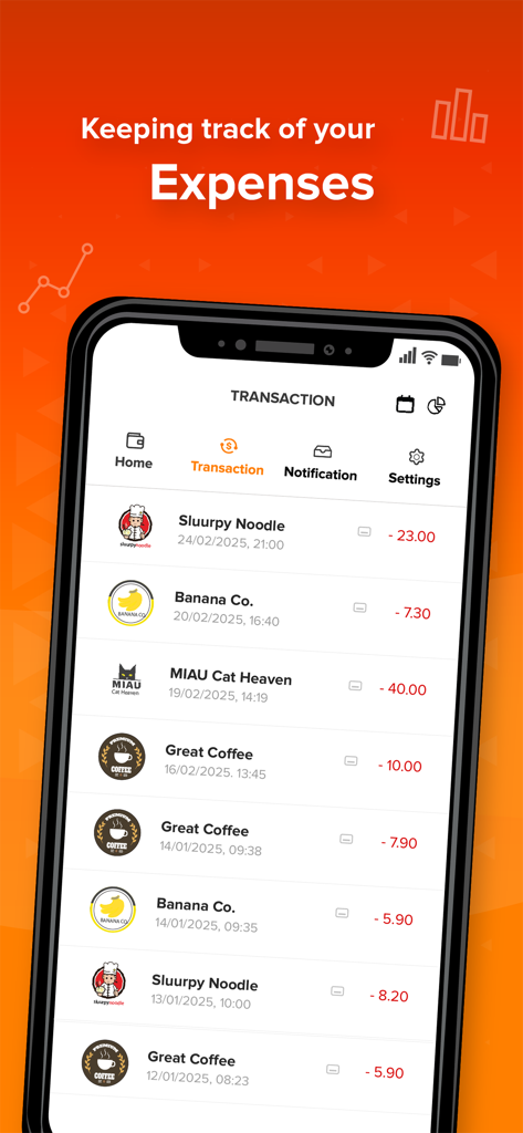 Pocket app screen displaying transaction history and expense tracking for various merchants.